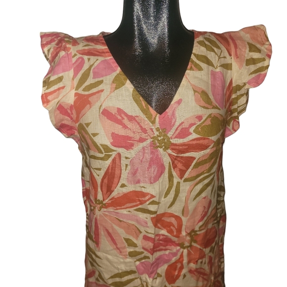 Nicole Miller Floral Print 100% Linen Shift Dress Sz.XS - Picture 2 of 7